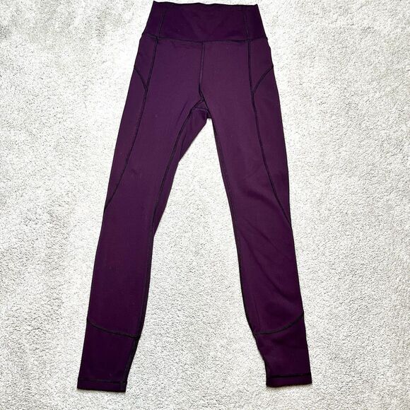 Lululemon In Movement Leggings Womens 2 Burgundy Purple 7/8 Everlux 25" LW5ANXS - Picture 4 of 12